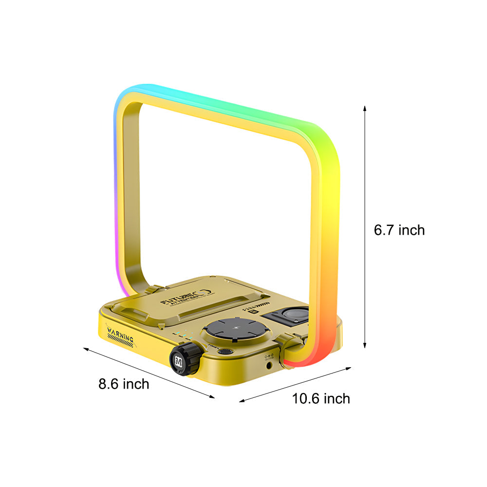 TechGlow - Lámpara de mesa 3 en 1 con cargador inalámbrico, iluminación RGB y temporizador