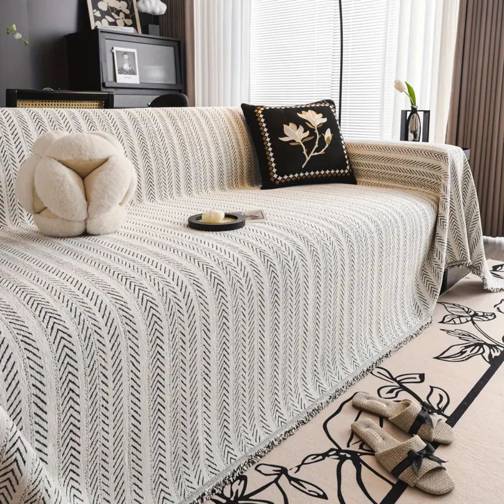 Herringbone Chenille Frynser Sofa Deksel