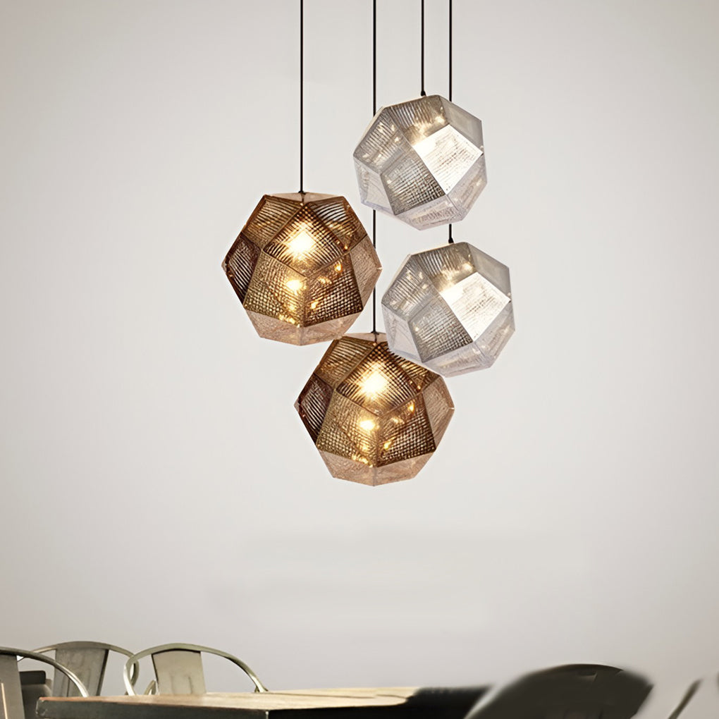 LichtDesign - Lampe à suspension ronde géométrique en métal électrolytique