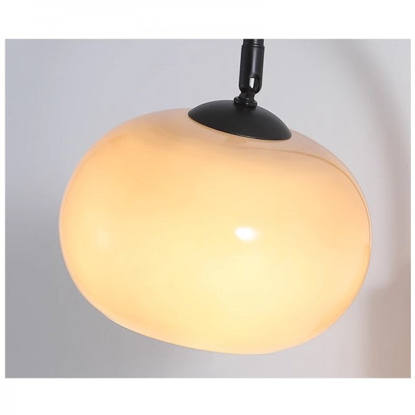 Orbite - Wandlamp van kaki glas met houten accent