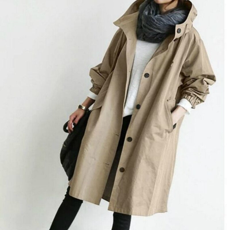 Manteau élégant | Trench long/veste à la mode pour femmes, changement de saison 2024