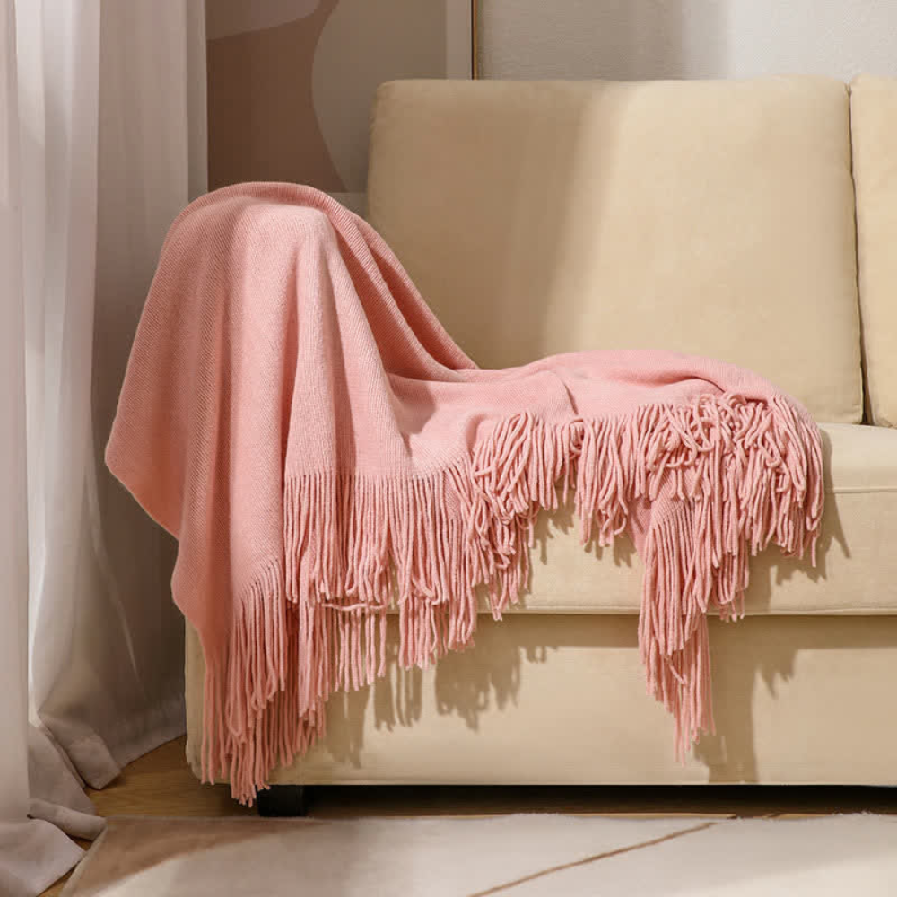 Chunky Knit Tassel Blanket