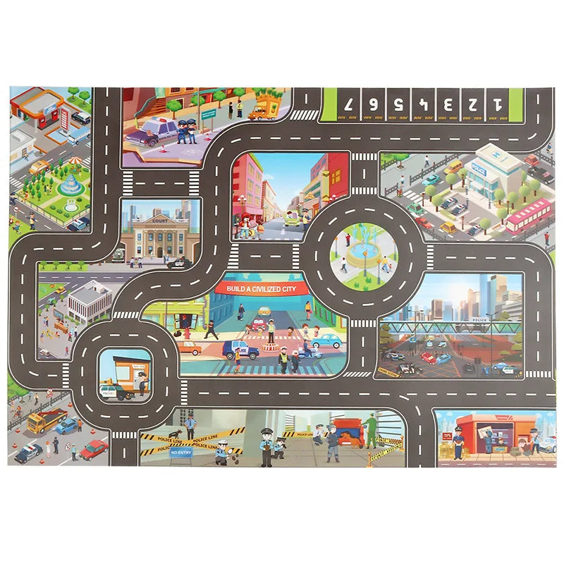 Aventure en voiture - Magic City Playmat™ - Tapis de jeu de voiture de ville