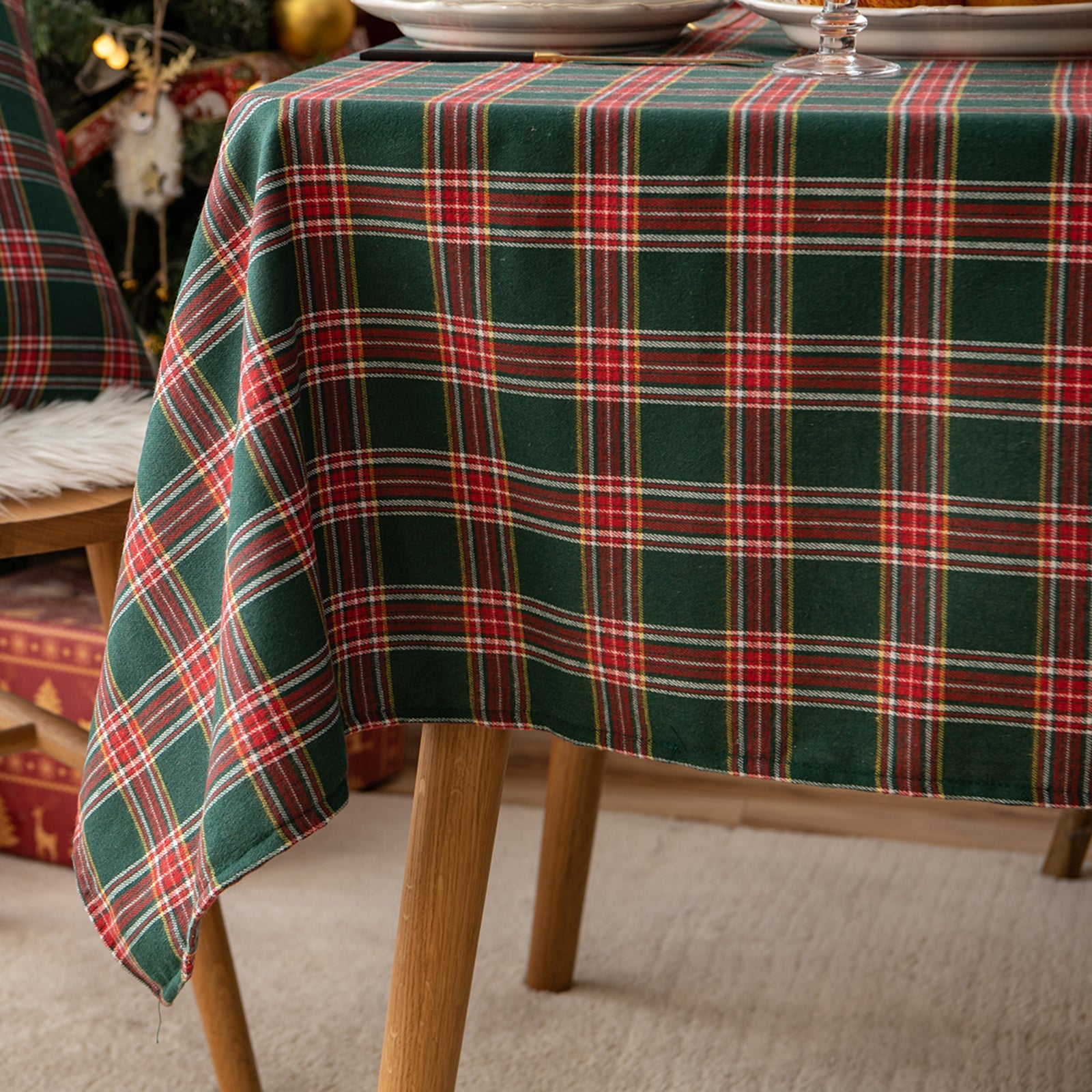 Julefest Tradisjonell skotsk Tartan Squares duk