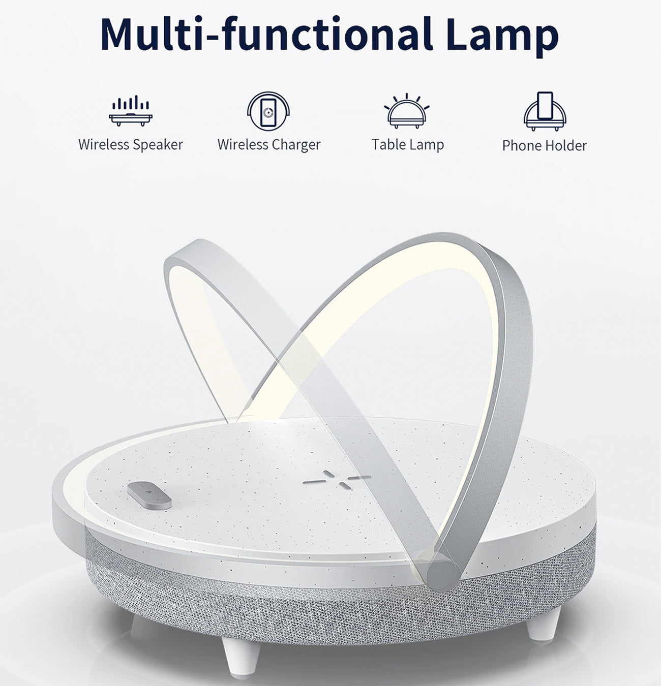 Lampada da comodino 4 in 1 con caricabatterie wireless