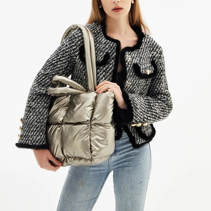 Glossy Puffer Shoulder Bag