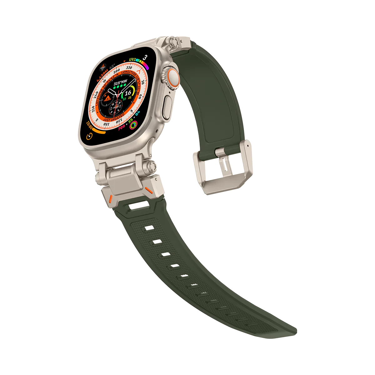 Neues Titan-Metallkopf-Silikonarmband für die Apple Watch