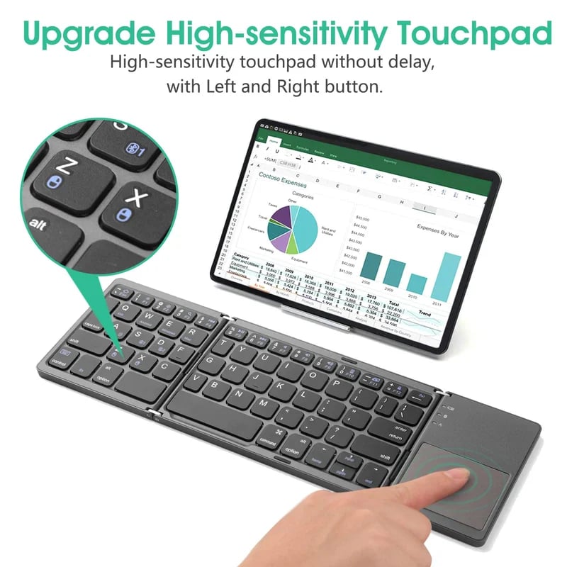 Sammenleggbart Bluetooth-tastatur med pekeplate