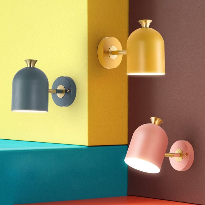 Lámpara de pared cilíndrica de metal Macaron moderna con 1 luz