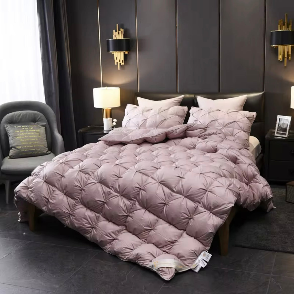 Couette en duvet d'oie lilas Splendore