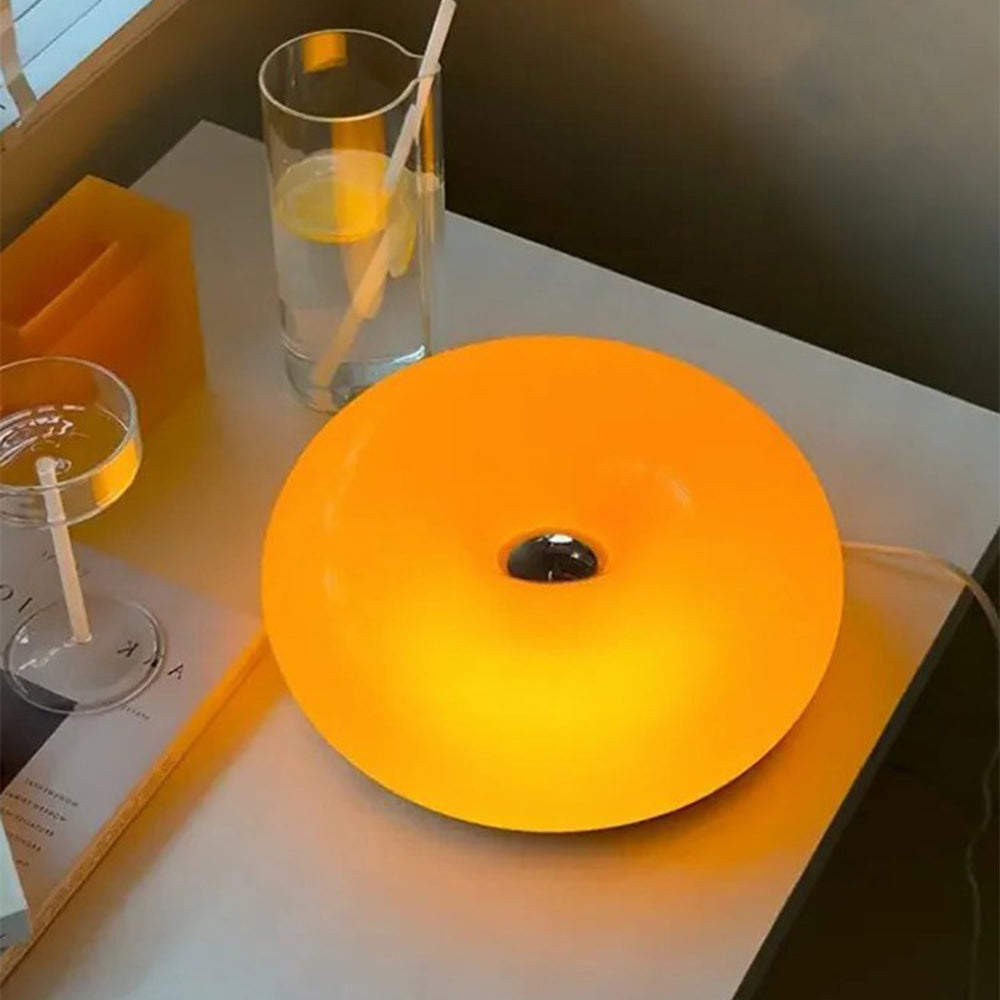 Donutlampe – LED-dæmpbar orange bord- og væglampe, energieffektivt glaslys til stue, soveværelse, sovesal