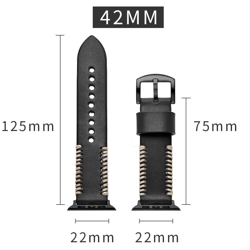 רצועת עור תפור ביד עבור שעון אפל