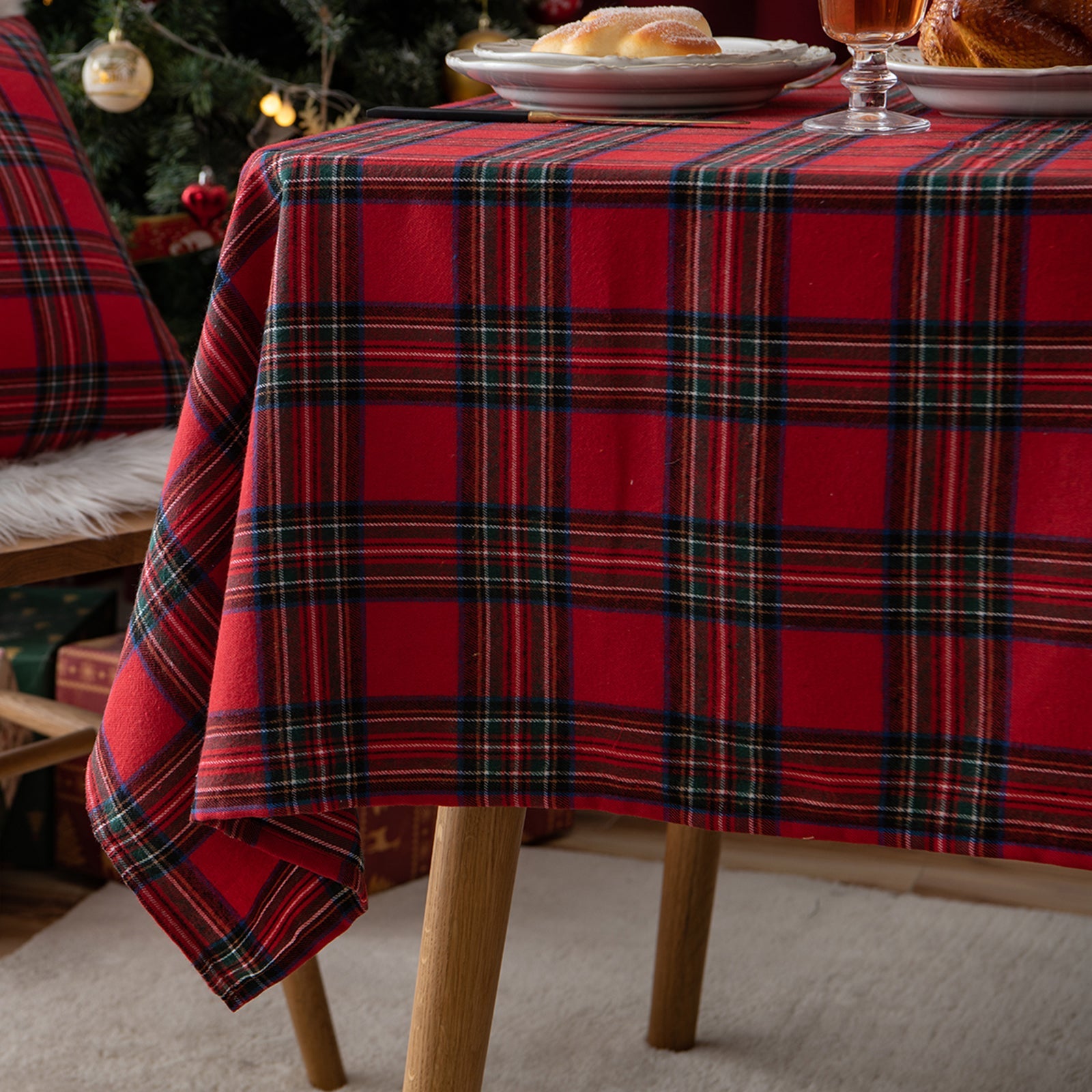 Julefest Tradisjonell skotsk Tartan Squares duk