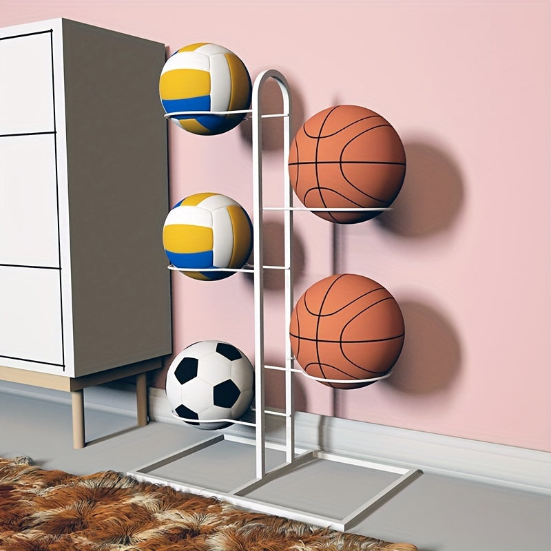 Estante portátil para almacenamiento de bolas de acero al carbono: soporte de exhibición para baloncesto, fútbol y voleibol