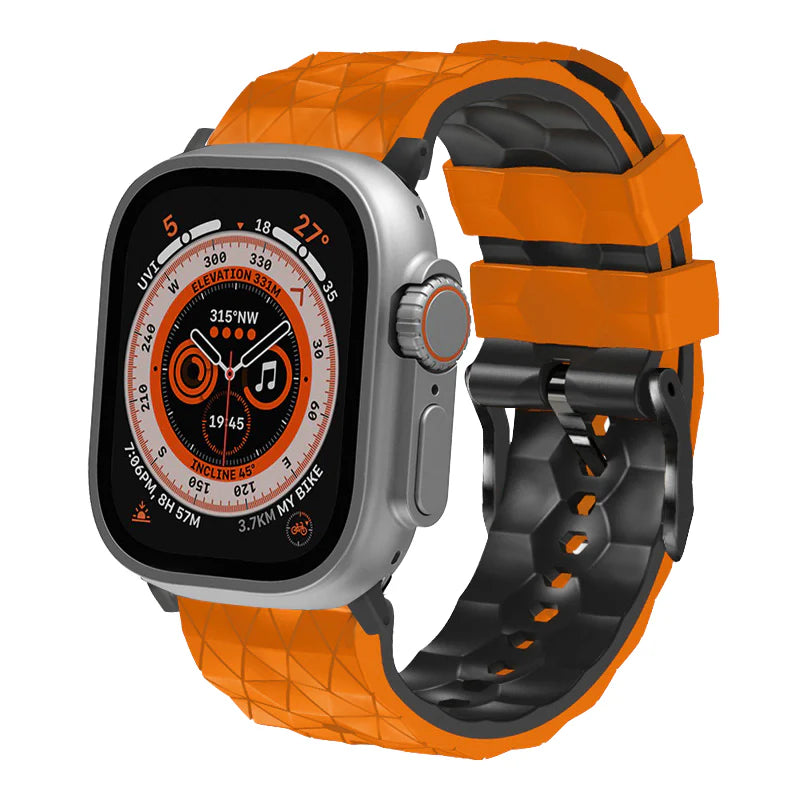 Bande de silicone de sport à motif de football bicolore pour Apple Watch