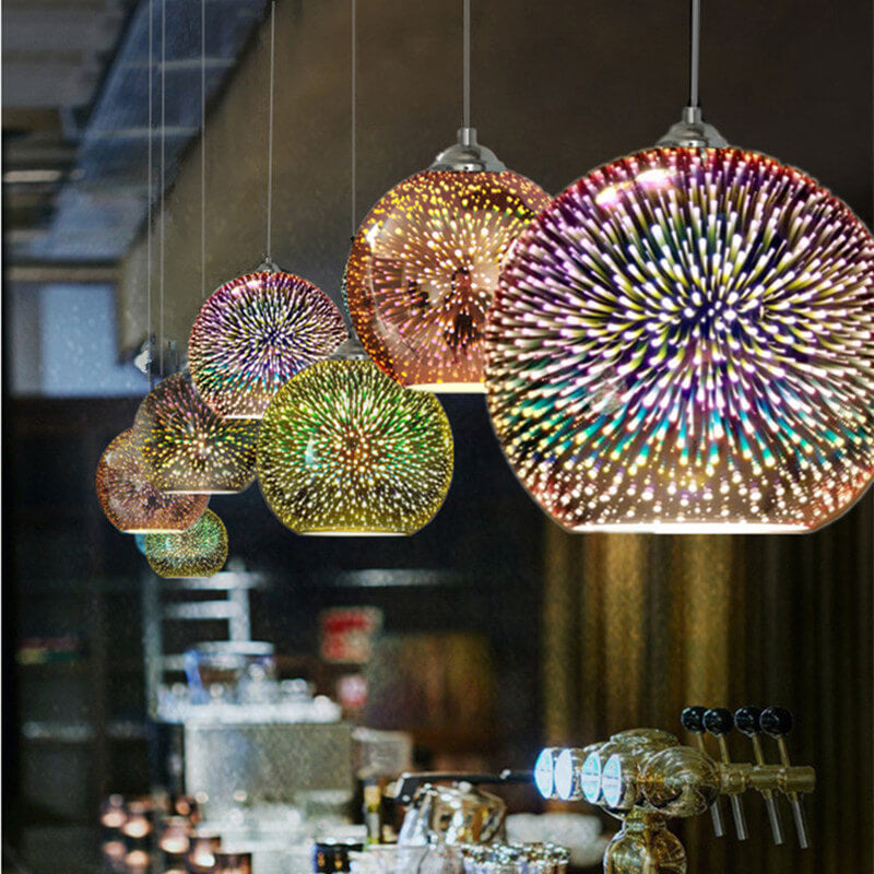 Modern Creative 3D Colorful Fireworks Glass 1-Light Dome Pendant Light lamp