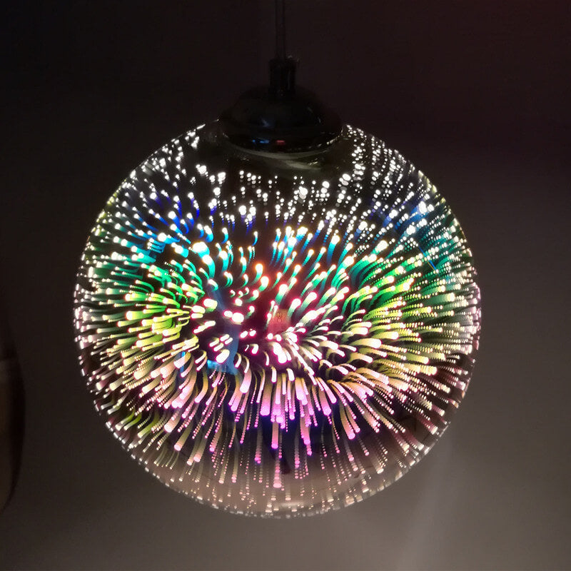 Lampe suspendue en forme de dôme à 1 lumière, feu d'artifice coloré 3D moderne et créatif