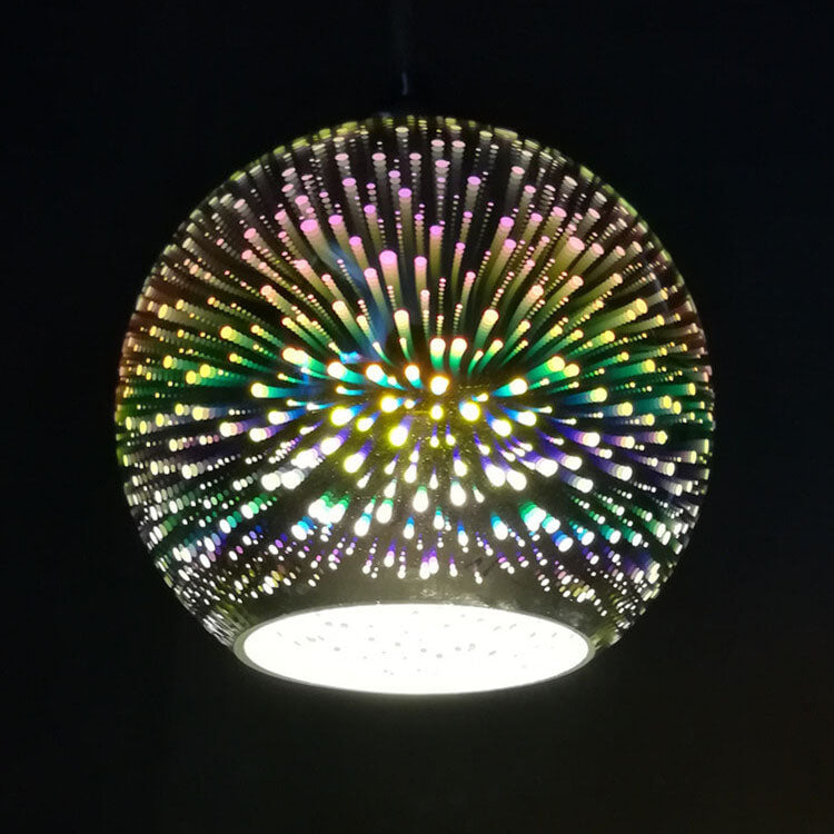 Lampe suspendue en forme de dôme à 1 lumière, feu d'artifice coloré 3D moderne et créatif