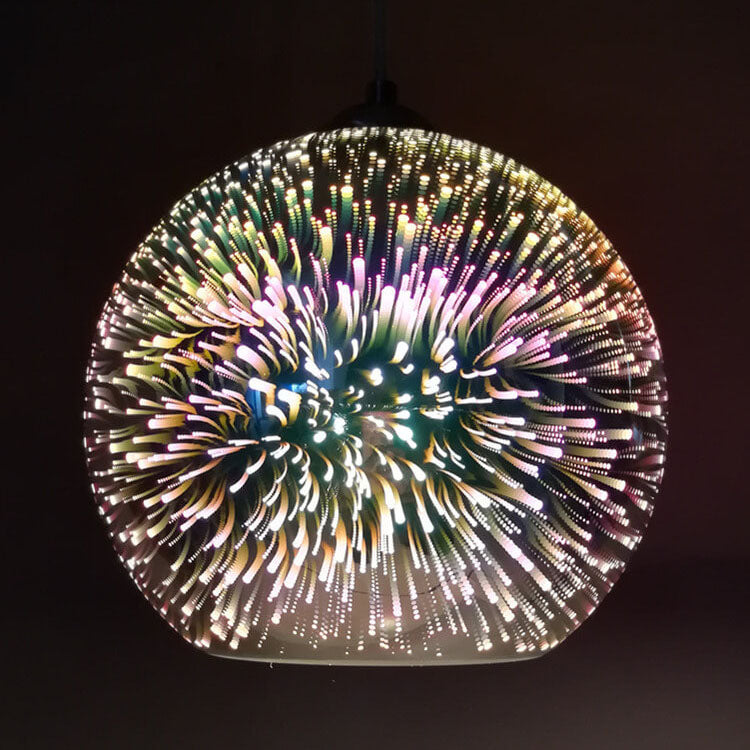 Moderne creatieve 3D kleurrijke vuurwerk glazen 1-lichts koepel hanglamp