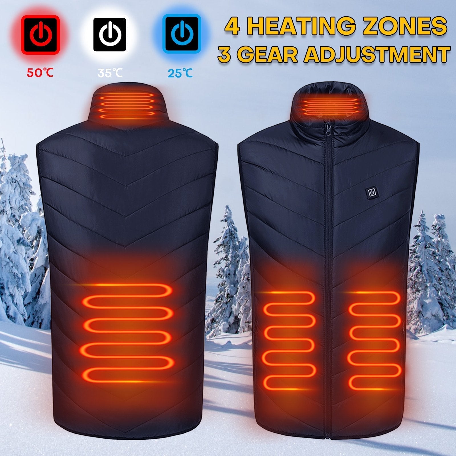 Heated Vest Men Women Electric Winter Smart Heating Jackets Thermal Heat Clothing 9 Areas Keep out the cold - HeatOn Heated Vest Men Women Electric Winter Smart Heating Gilet For Instant Warmth Thermal Heat Clothing 9 Areas Keep out the cold