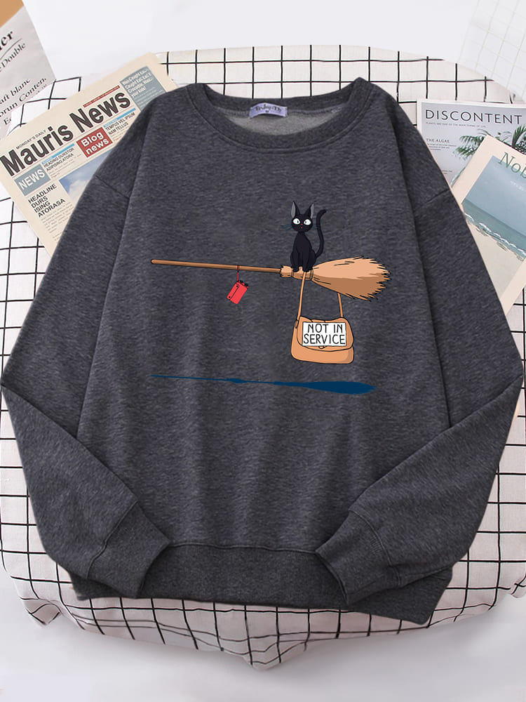 Broom Flying Black Cat Sweatshirt