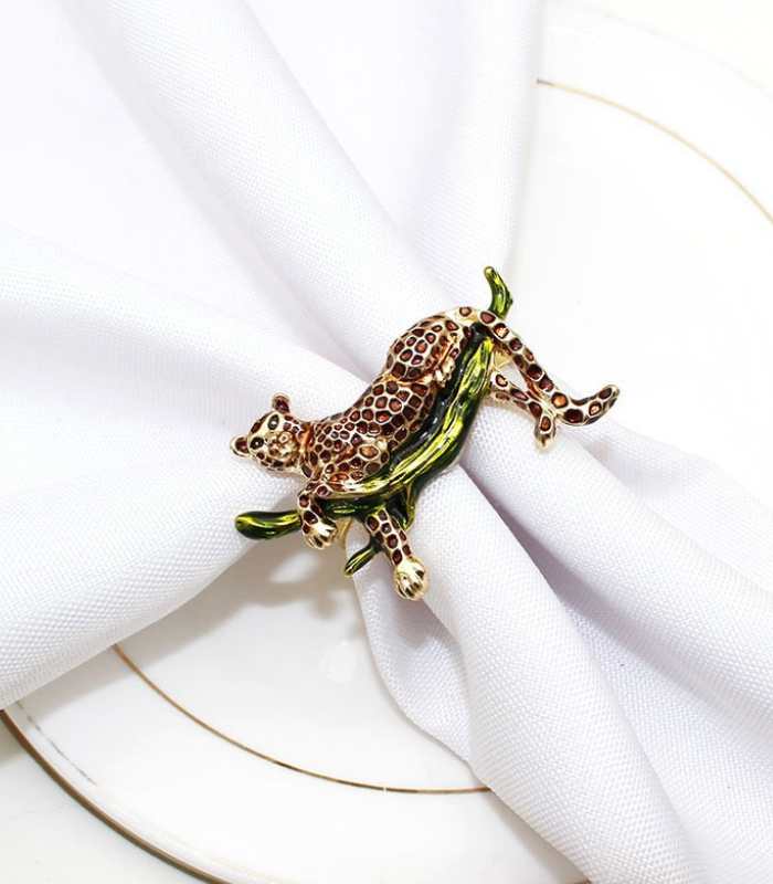 12 Pcs Set Leopard Napkin Rings Alloy 5 cm