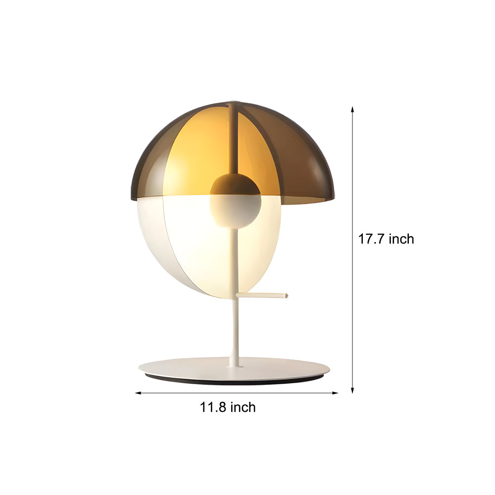 Theia - Bordlampe med lodret halvkugle og vandret røget skærm