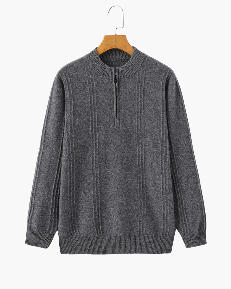 100% Cashmere Ribbed Half Zip