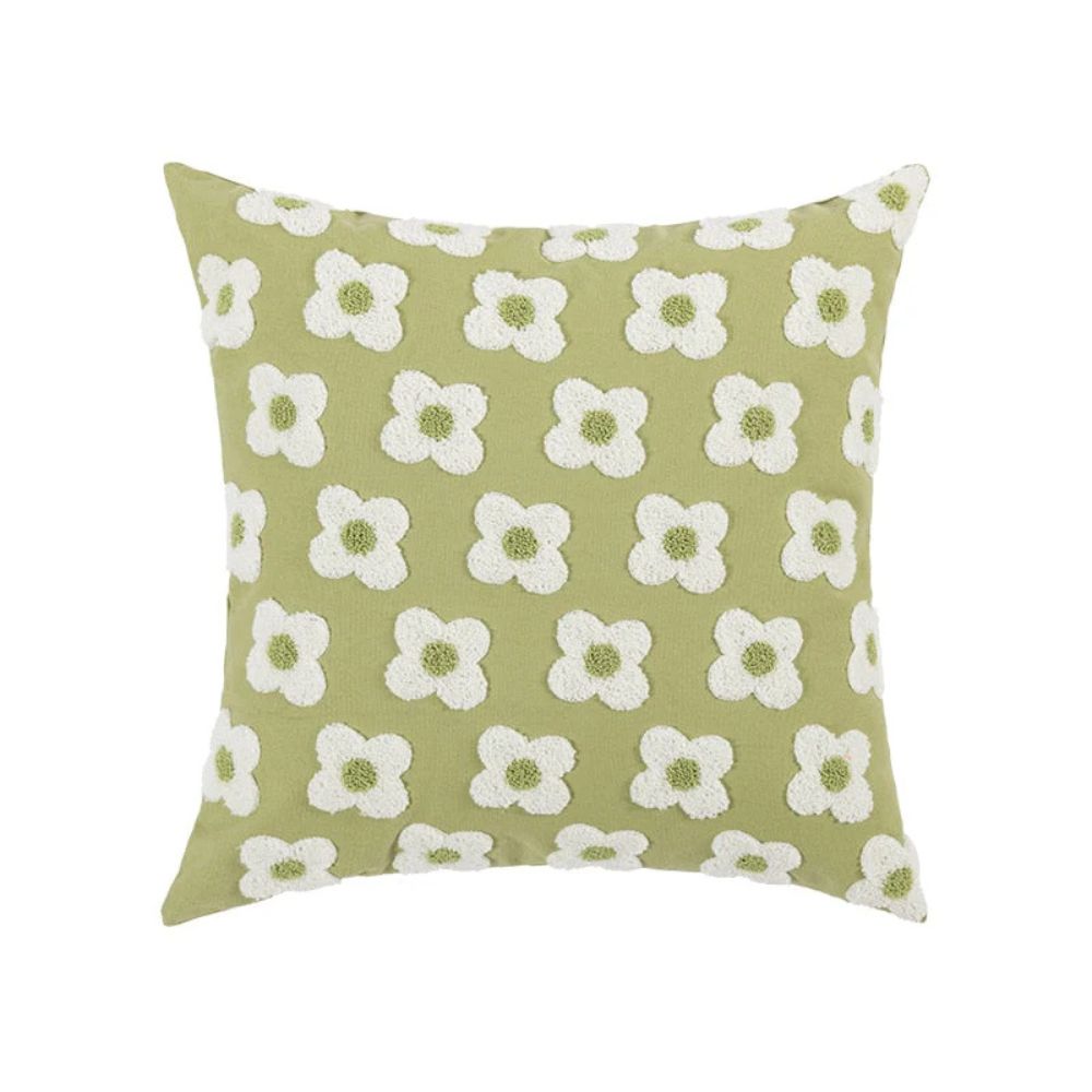 Lustrous Floral Embroidered Cushion Cover