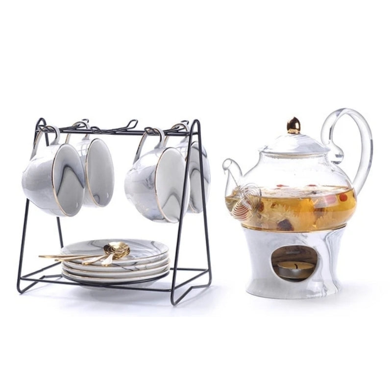 Pure Elegance Porcelain & Glass Teapot Set