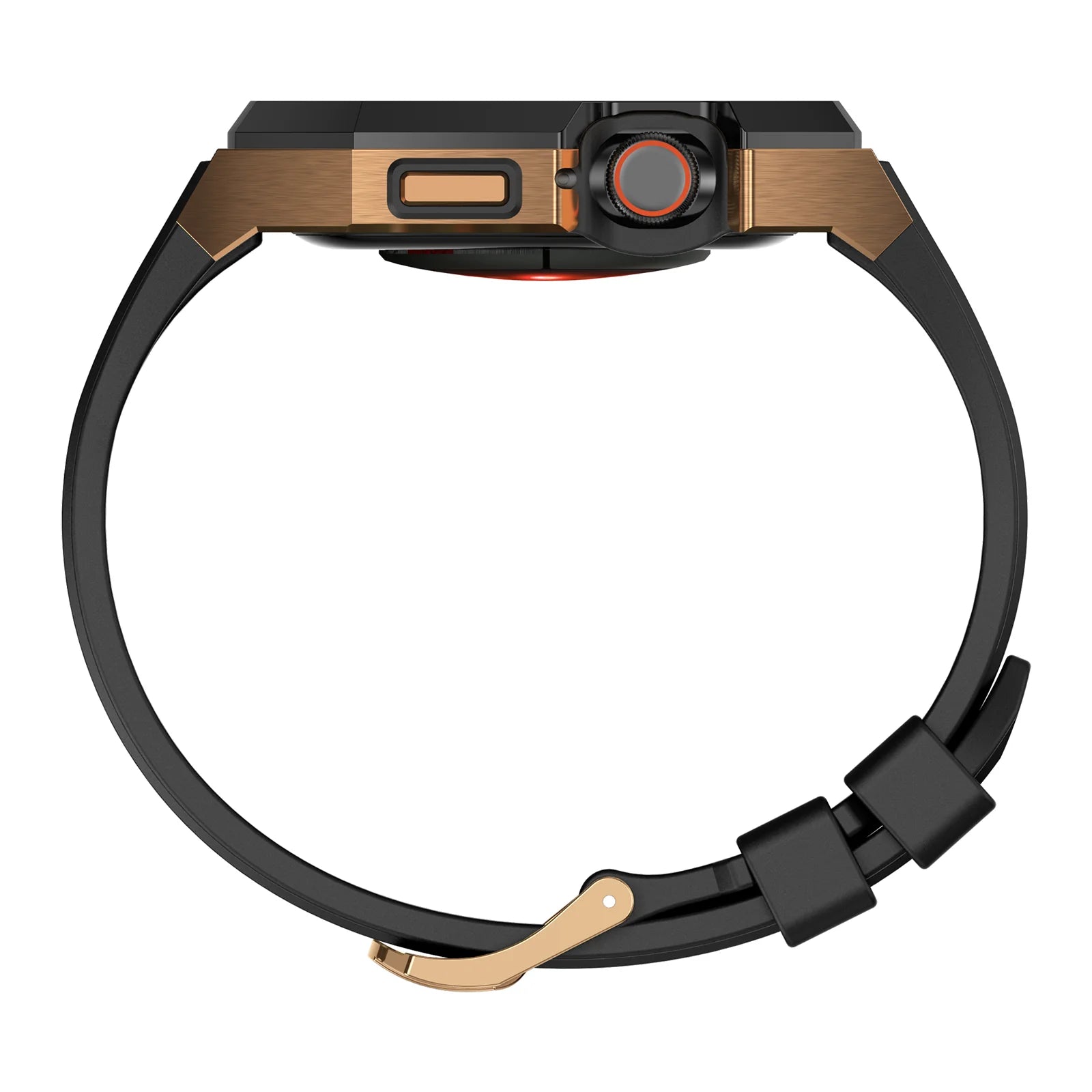 Boîtier en acier inoxydable avec bracelet en caoutchouc fluoré AP9009 pour Apple Watch