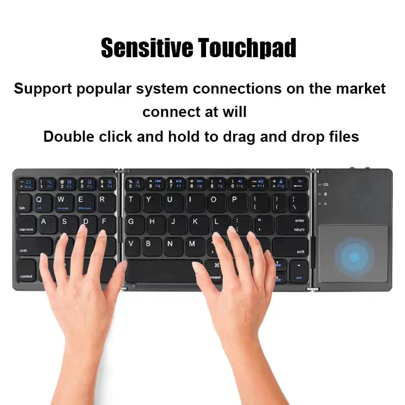 Sammenfoldeligt Bluetooth-tastatur med touchpad