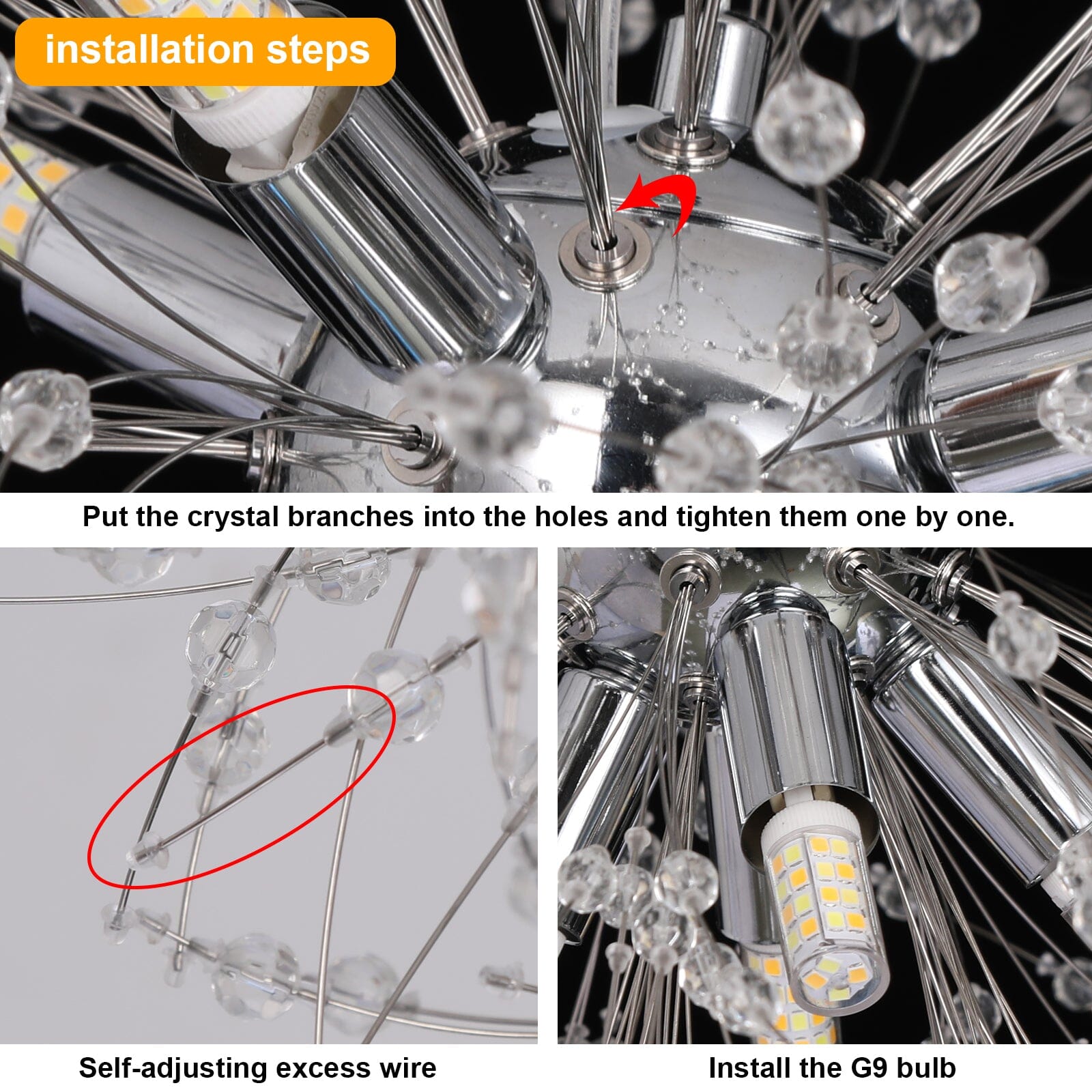 Lampe à suspension en cristal pissenlit moderne