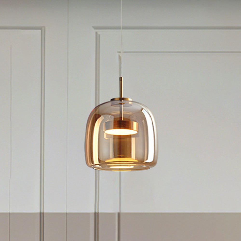 Hailie Retro LED Pendellampor Guld Amber Metall Glas sovrumslampa