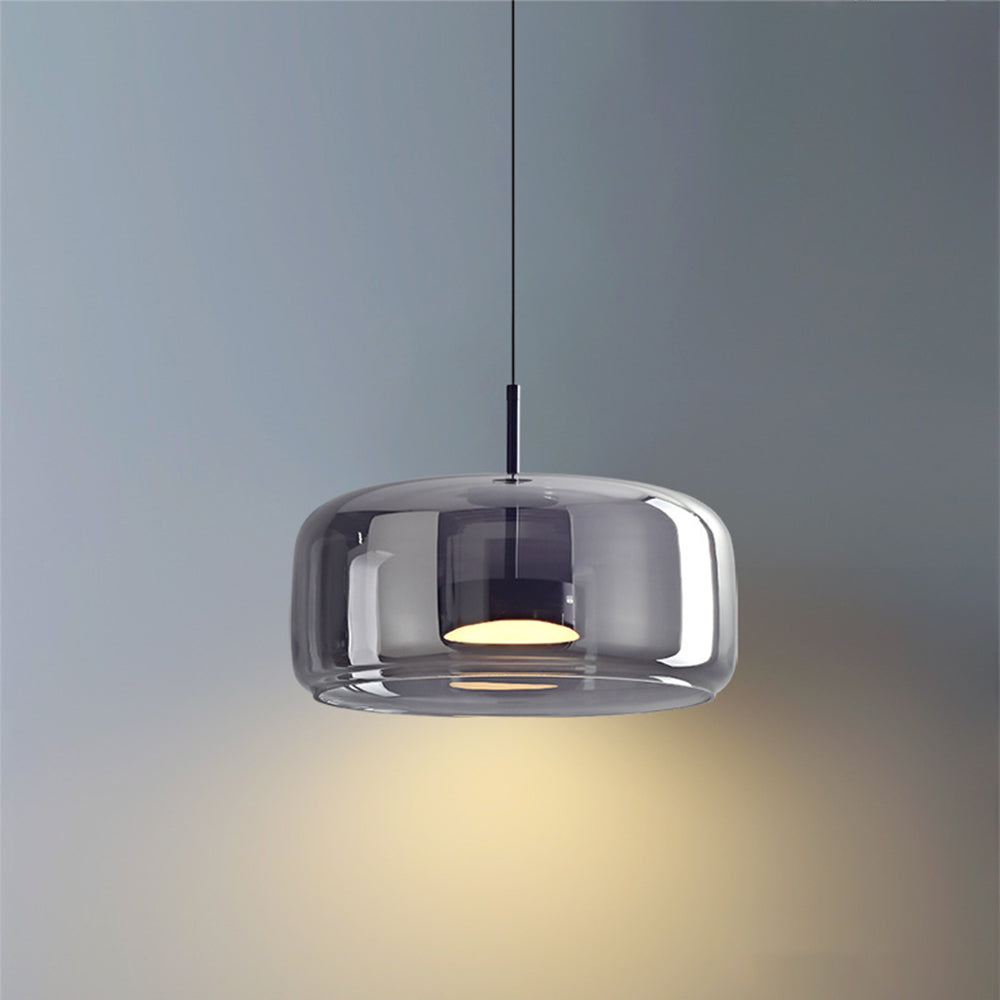 Hailie rétro LED pendentif lumières or ambre métal verre chambre lampe