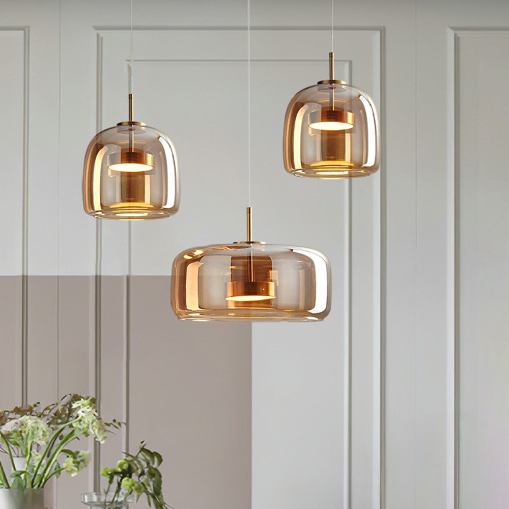 Hailie Retro LED-pendellys Gull Amber Metall Glass soveromslampe