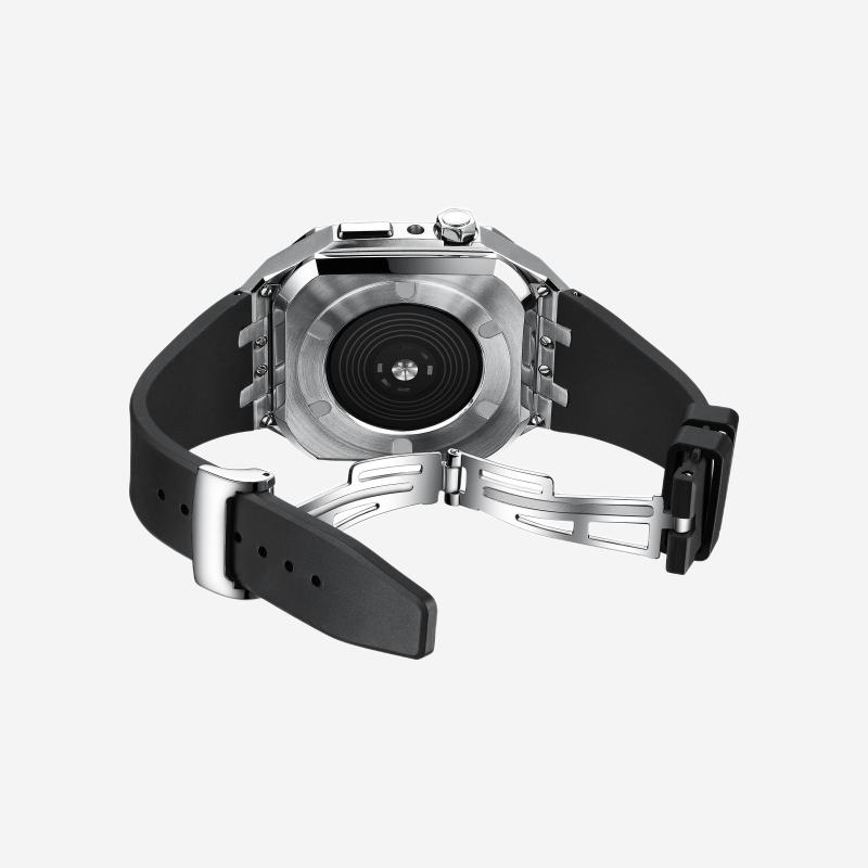 AP9006 Kit de modification de boîtier en acier inoxydable avec bracelet en silicone pour Apple Watch