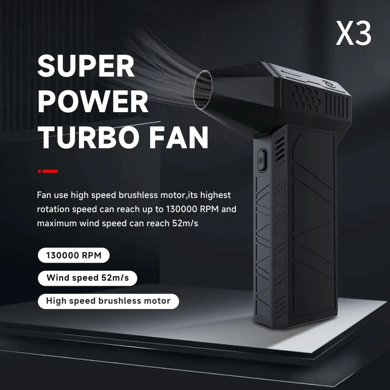 Mini Turbo Jet Fan X3 - 130.000 RPM: Genera instantáneamente velocidades de hasta 52 m/s