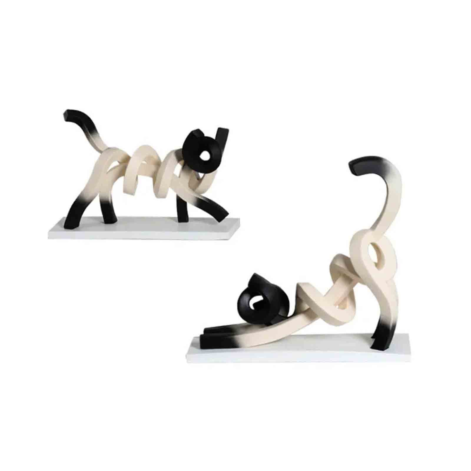 Abstract minimalisme gedraaide Siamese kat sculptuur