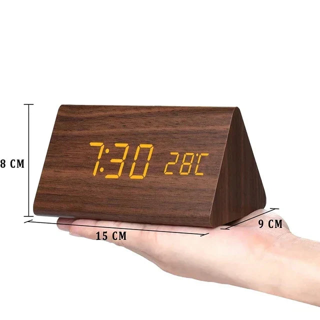 Futura - Digital Wooden Alarm Clock with Thermometer Included