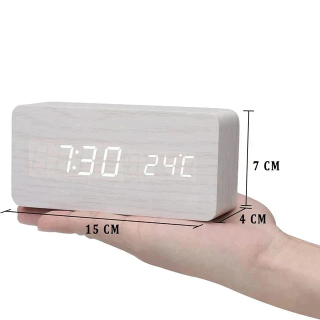 Futura - Digital Wooden Alarm Clock with Thermometer Included