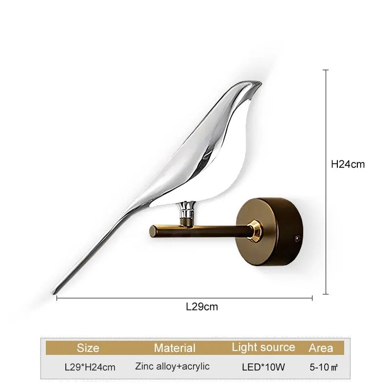 WingSpan - Lámpara de pared con forma de pájaro giratoria 360°