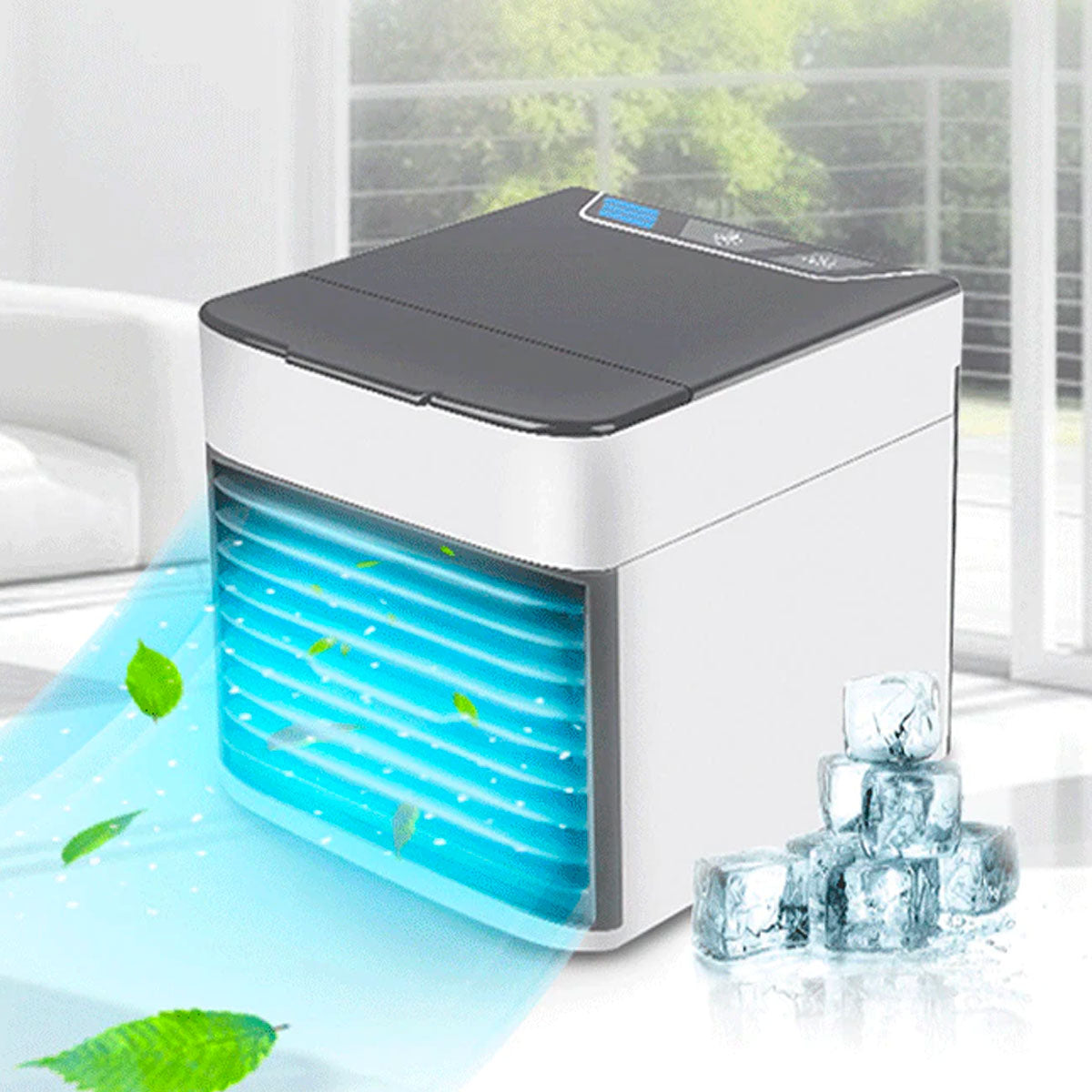 Mini climatiseur portable – Refroidissez, humidifiez et purifiez l'air à la maison ou au bureau.