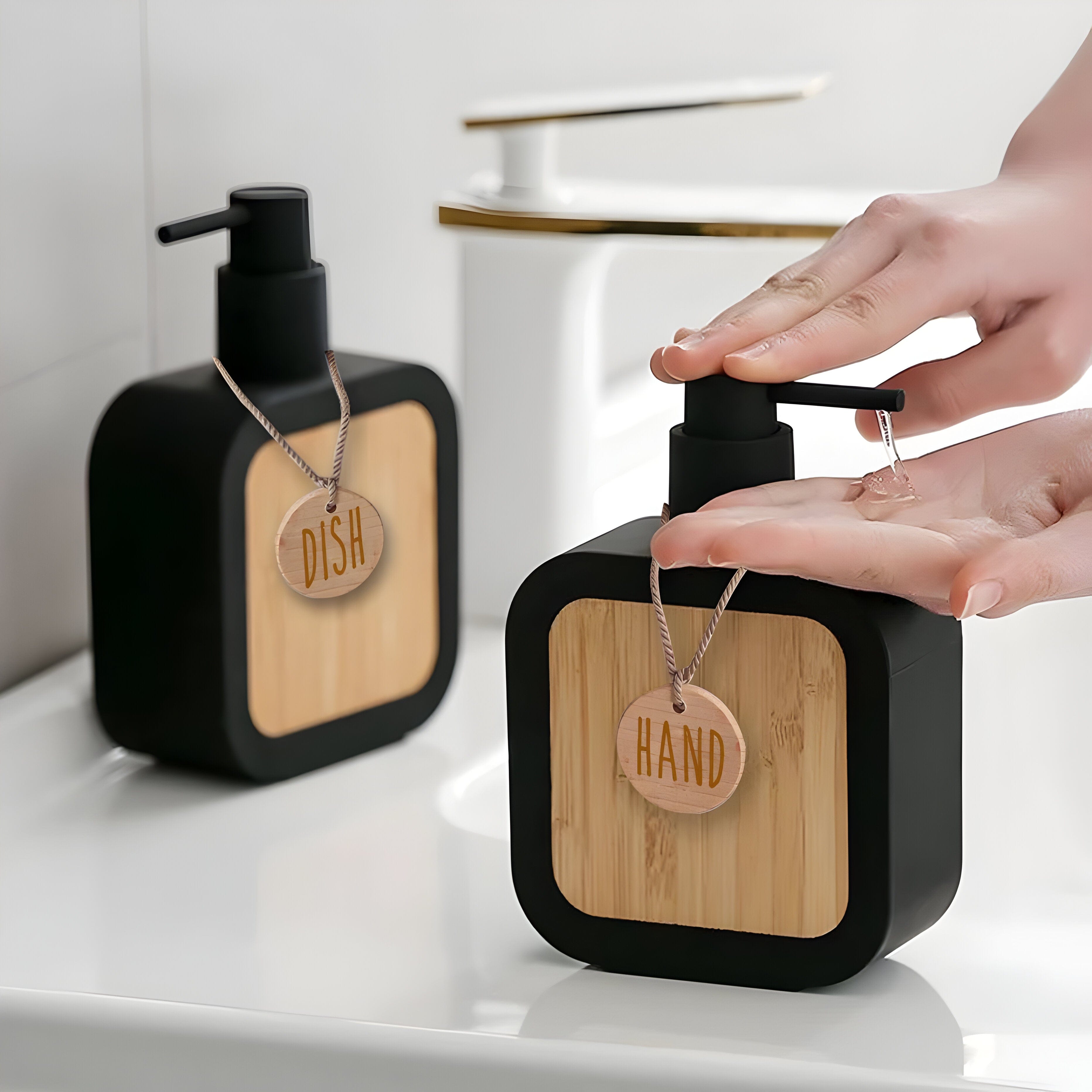 Bamboo Design Hand Soap Dispenser