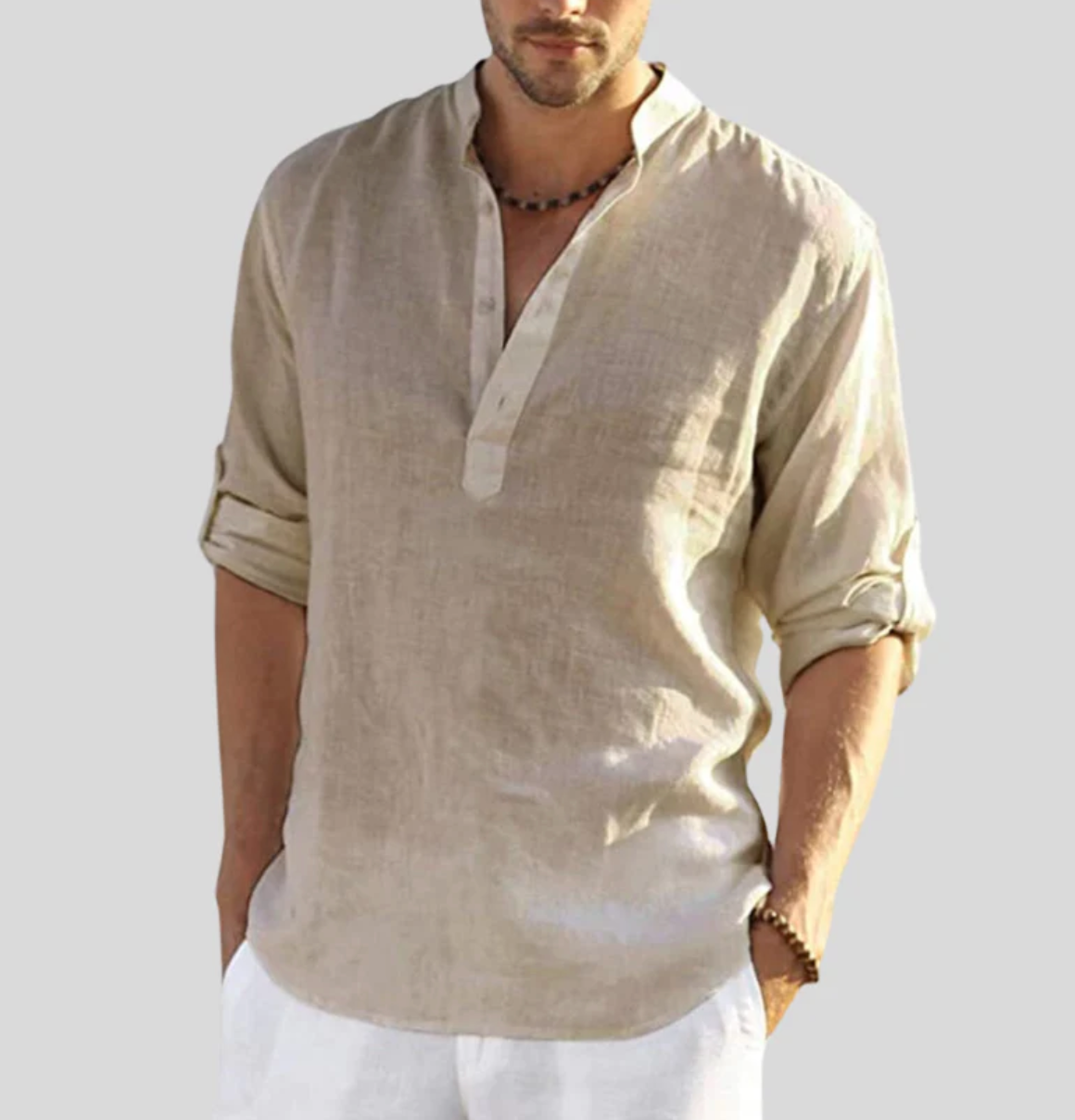 ADRIANO - Elegant linen shirt with collar