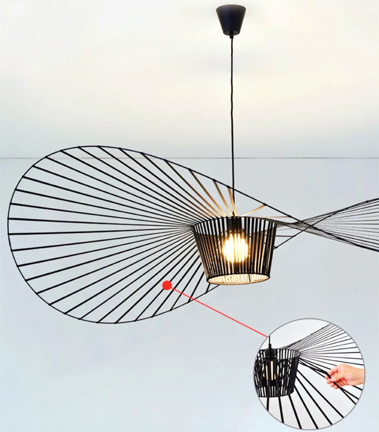 ShadowSleek - Lampe suspendue Black Hat