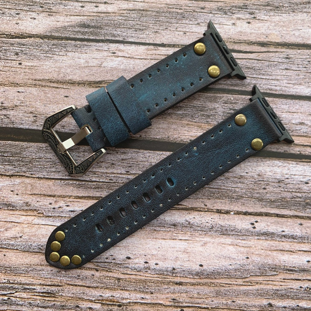 Vintage Leather Apple Watch Band - Rivet Elements