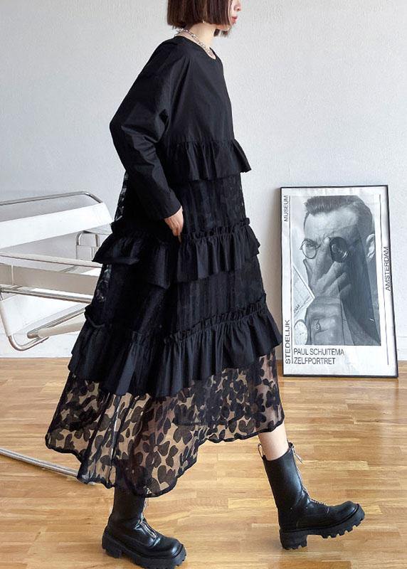 Bohemian Black Ruffles  Fall Lace Dresses