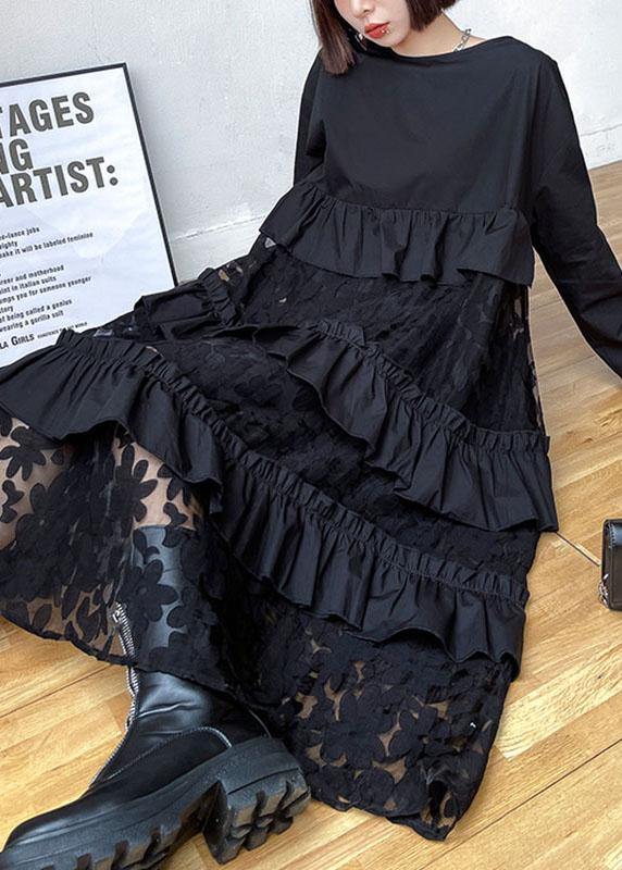 Bohemian Black Ruffles  Fall Lace Dresses