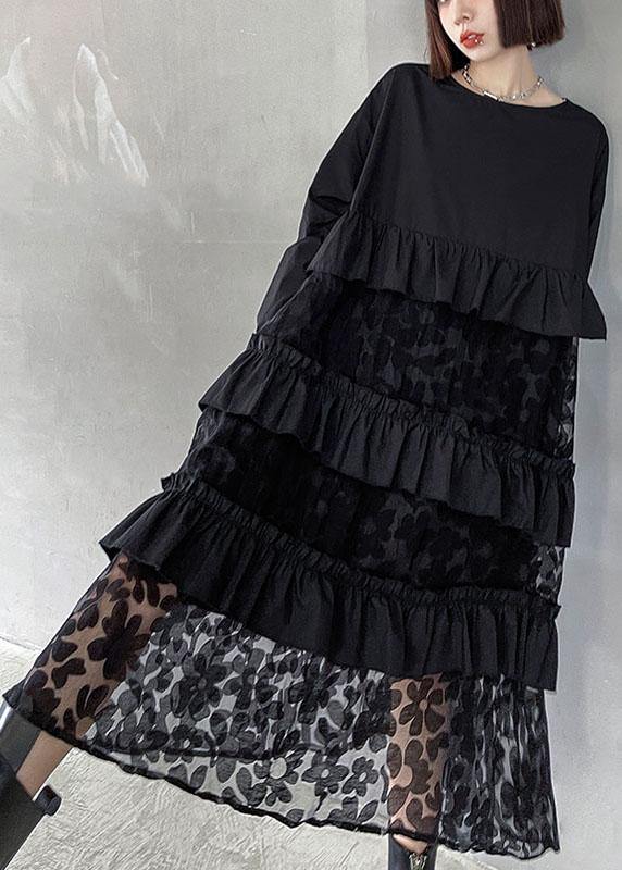 Bohemian Black Ruffles Höst Spetsklänningar